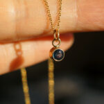 10K Yellow Gold Necklace with Navy Sapphire