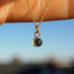 10K Yellow Gold Necklace with Navy Sapphire