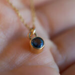 10K Yellow Gold Necklace with Navy Sapphire